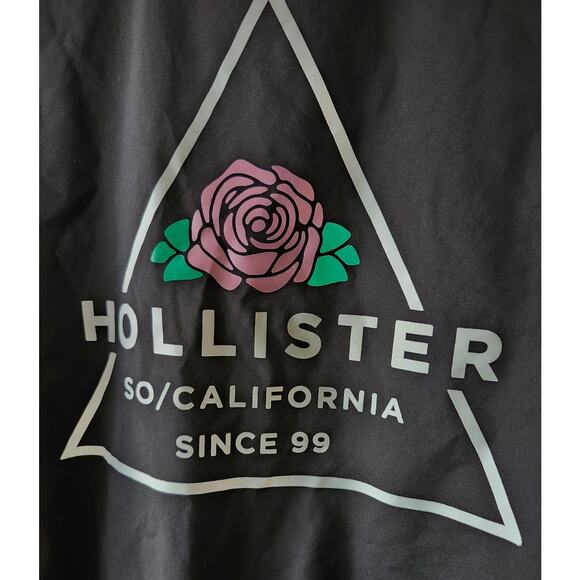 Hollister Large California Mends Black Full Zip Jacket Epic Flex Stretch Rose - Picture 4 of 7